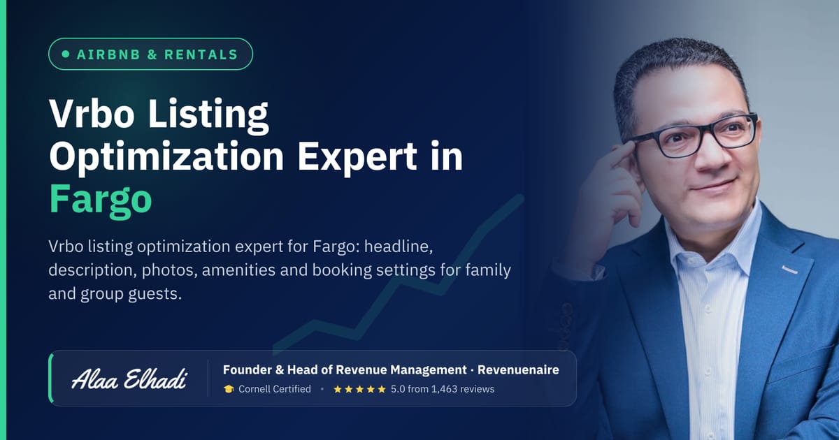 Vrbo Listing Optimization Expert in Fargo & Moorhead, United States