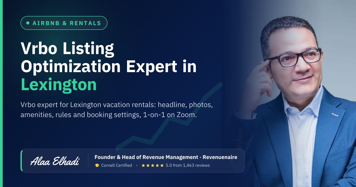Vrbo Listing Optimization Expert in Lexington & Horse Country, United States