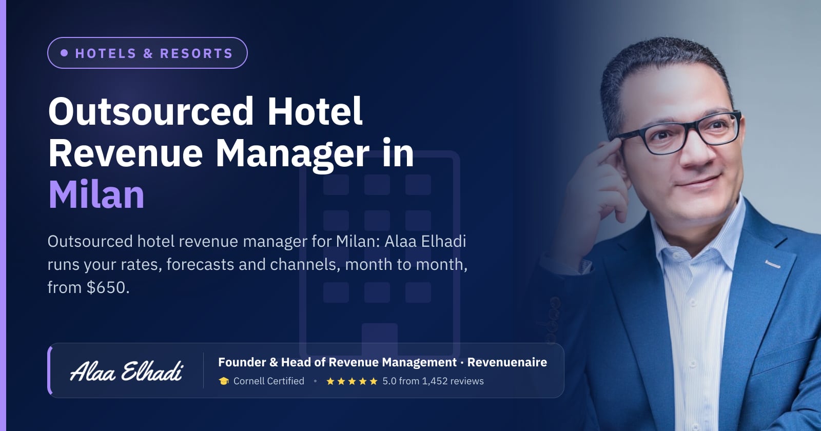 Outsourced Hotel Revenue Manager in Milan, Italy