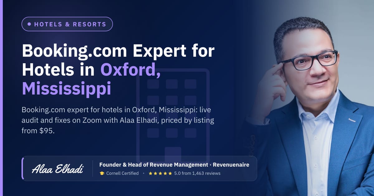 Booking.com Optimization Expert for Hotels in Oxford, Mississippi, United States