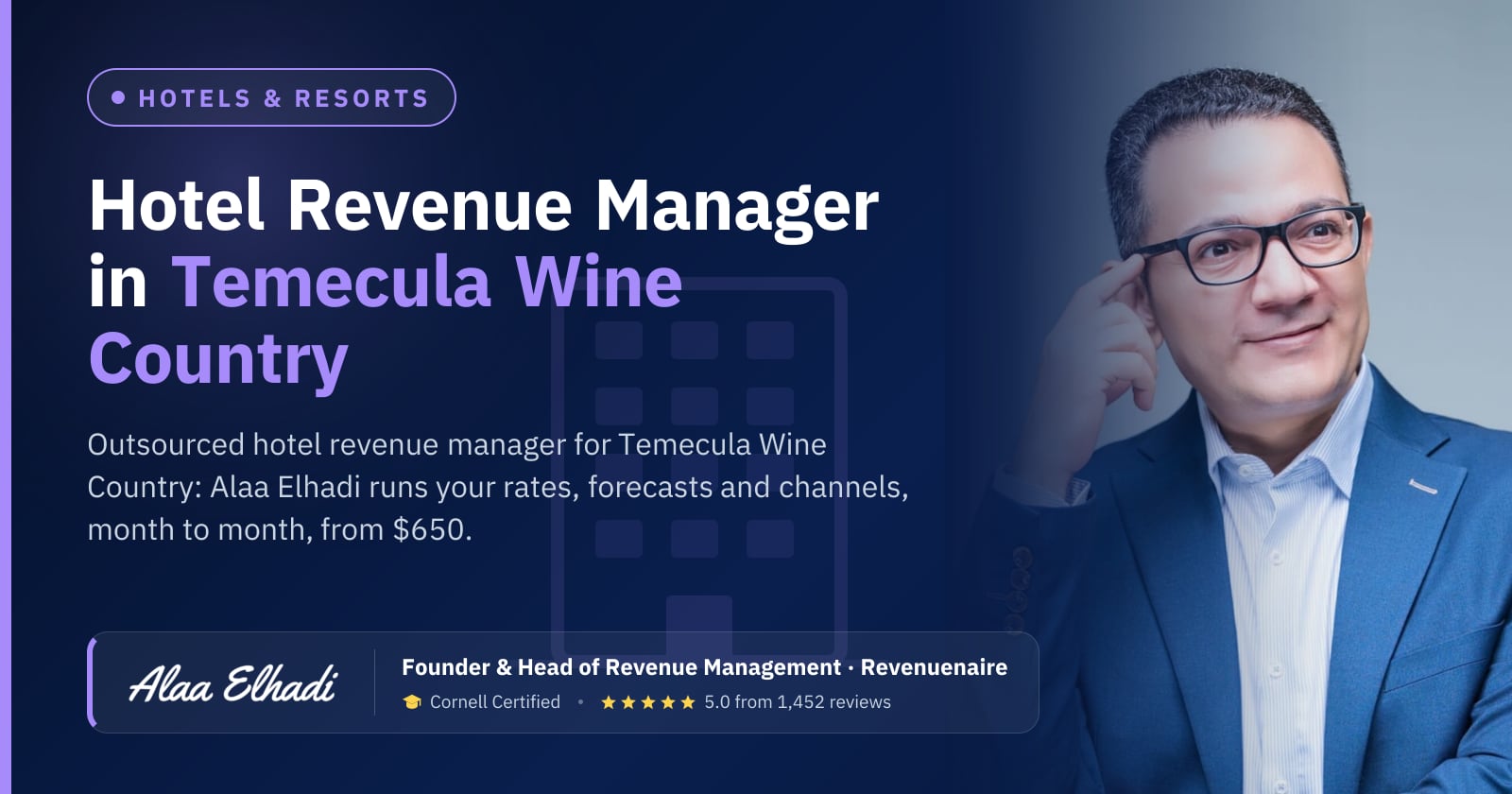 Outsourced Hotel Revenue Manager in Temecula Wine Country, United States